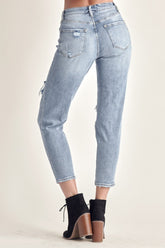 RISEN Women's Distressed Slim Cropped Jeans - Edgy & Chic Denim